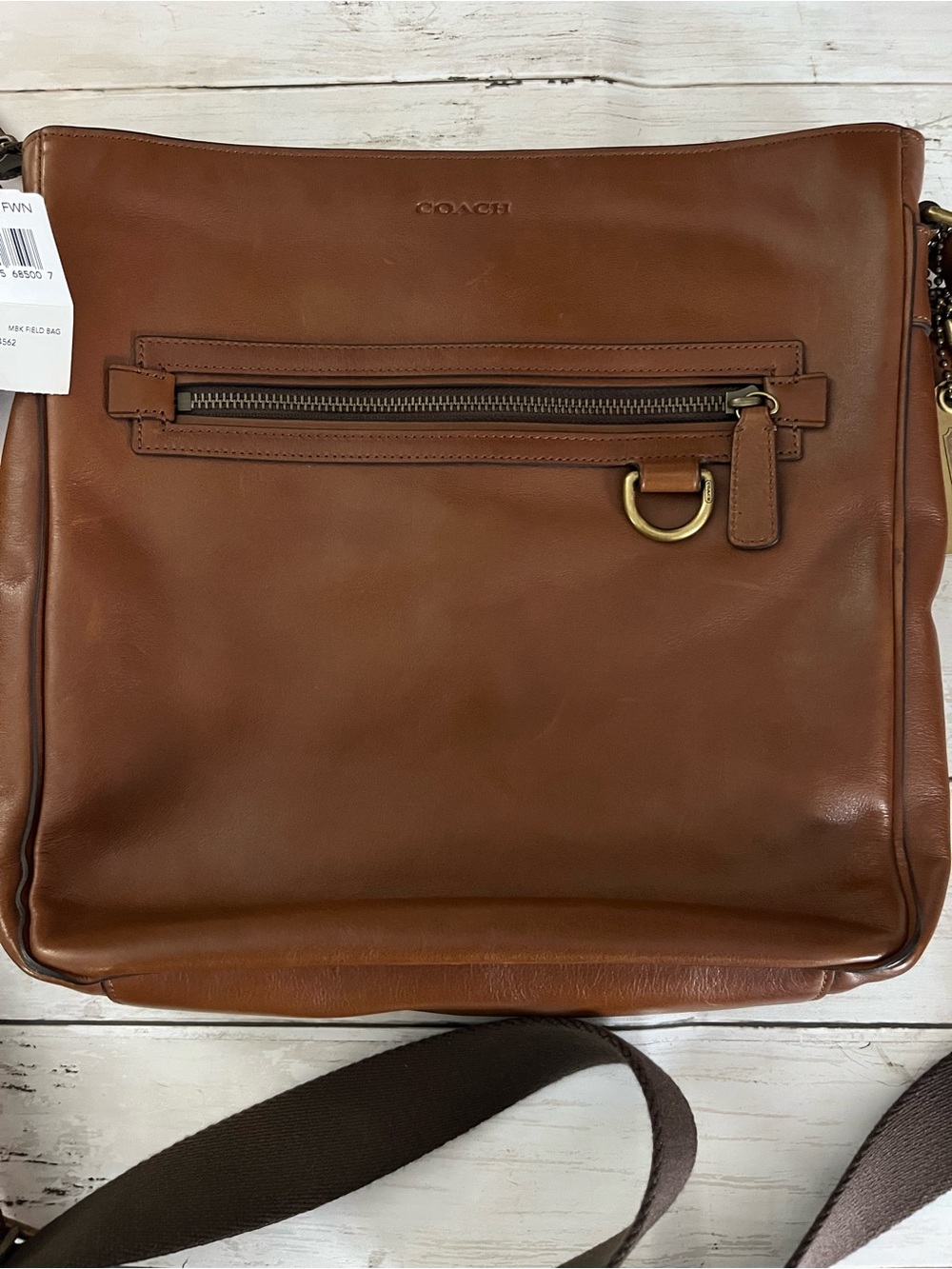 Coach Brown Leather Messenger Crossbody with Front Zip - Picture 5 of 13